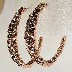 Rose Gold Crystal Half Hoop Earrings